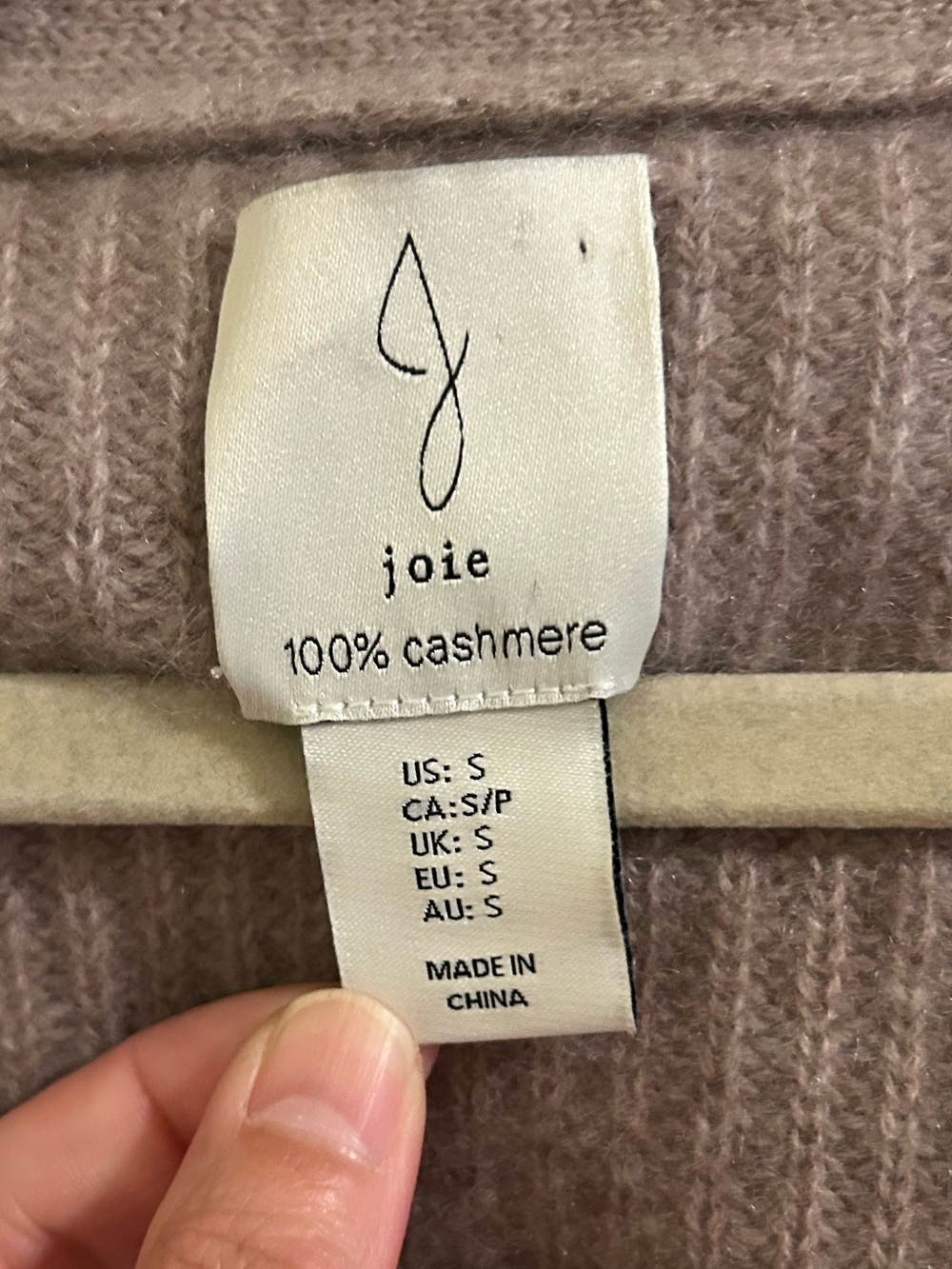Joie 100% Cashmere Cardigan Sweater Ribbed Knit Champagne Beige Rosy Sand - Picture 4 of 4